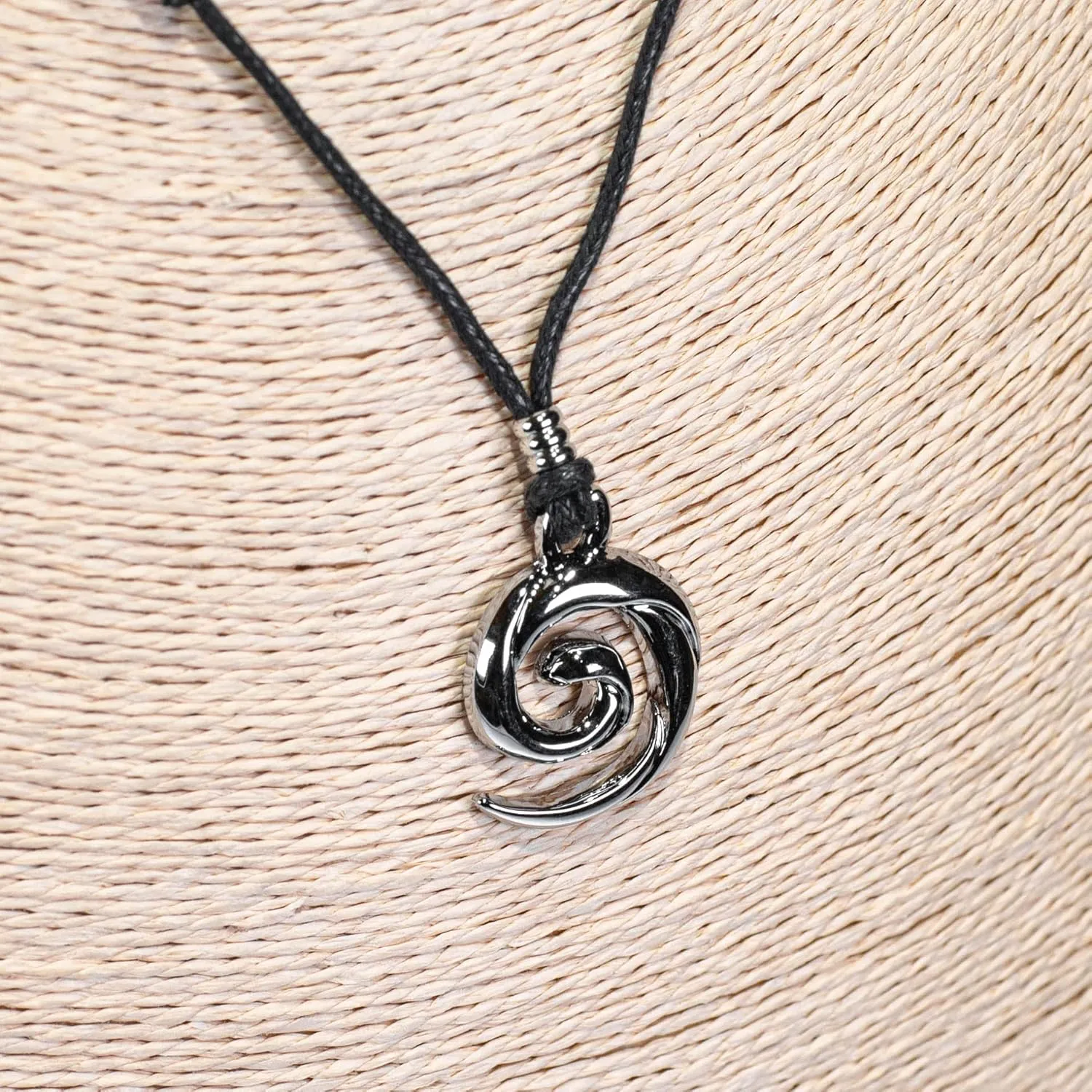 BlueRica Tribal Pendant on Adjustable Black Cord Necklace