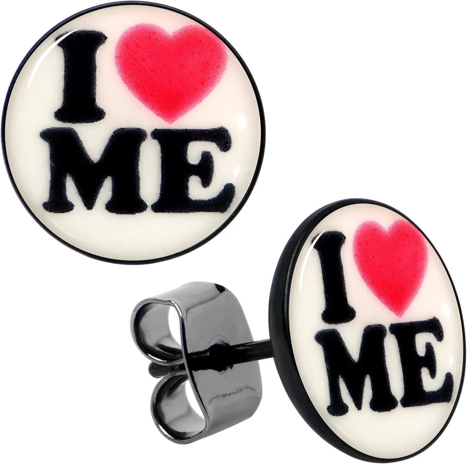 Body Candy 20G Stainless Steel I Love Me Glow In The Dark Pierced Stud Earrings Set for Women Men