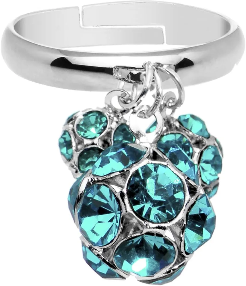 Body Candy Blue Green Cluster Dangle Adjustable Ring