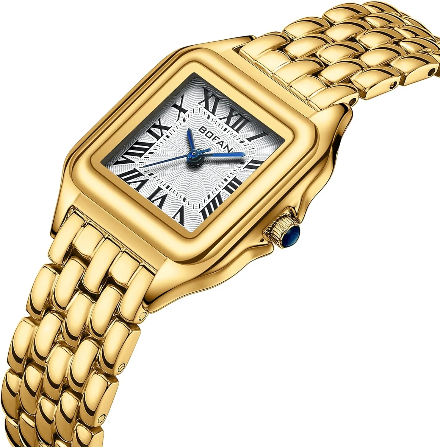 BOFAN Small Gold Watches for Women Easy Reader Ladies Quartz Wrist Watch with Stainless Steel Band,Roman Dial,Water Resistant,Bracelet Adjuster Included