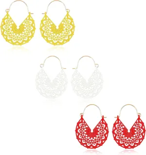 Bohemian Colorful Cute Dangle Earrings Vintage Boho Lightweigt Hollow Out Multiple Colors Hoop Dangling Earrings For Women Beach Gifts Jewelry