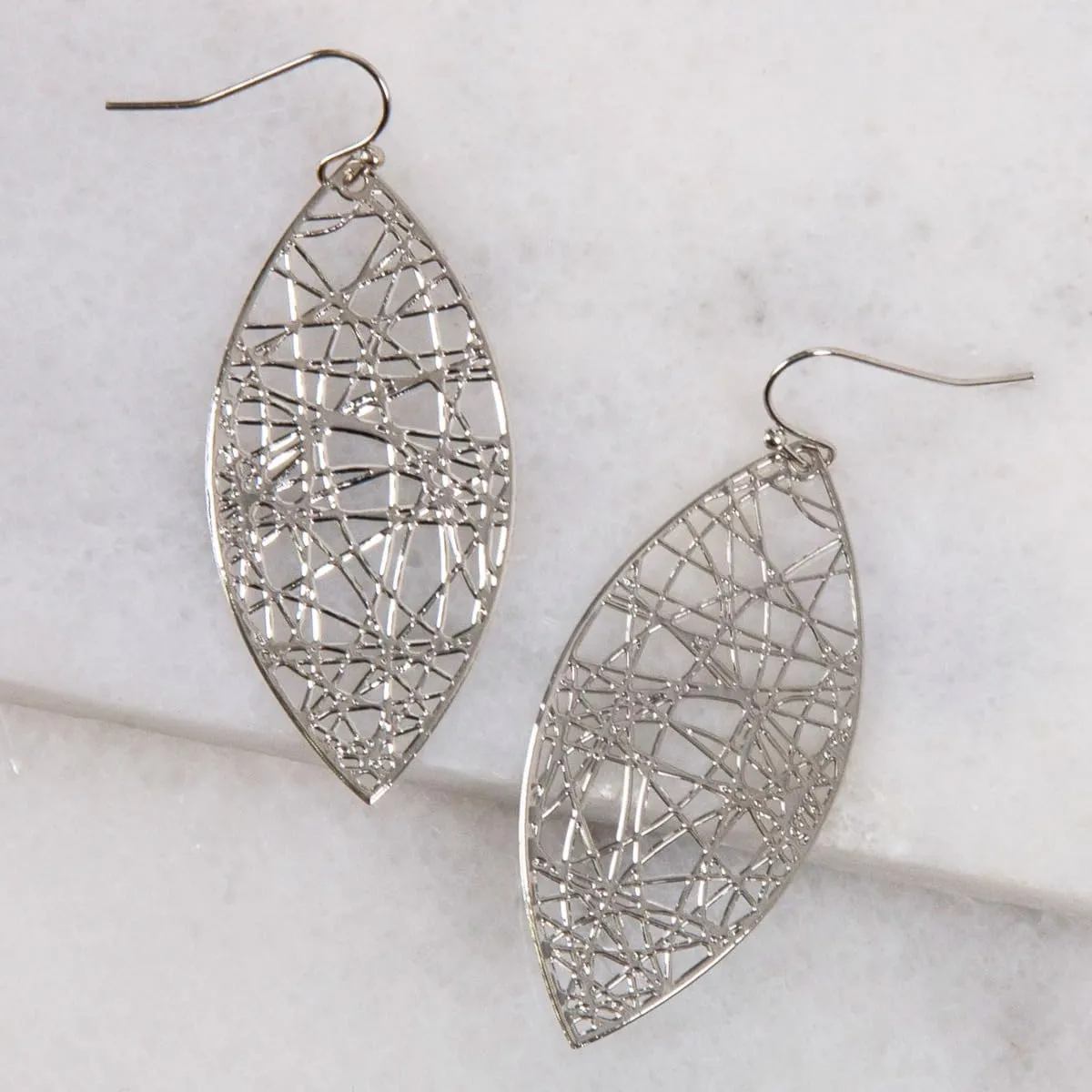 Boho Leaf Dangle Earrings for Women - Gold or Silver Tone Dangly Filigree Earrings - Lightweight Statement Earrings