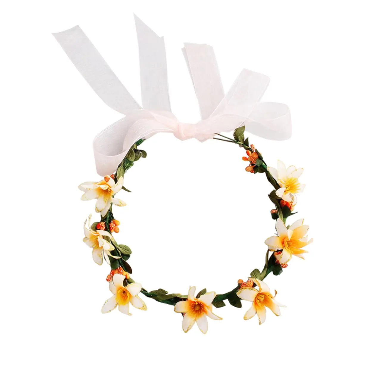Boho Rattan Garland Headband Vintage Flower Headband for Women Braided for Wedding