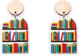Book Earrings for Women, Acrylic Bookcase Dangle Earrings with Book, Stack of Books Shelves Drop Dangle Earrings, Funny Earrings for Book Lovers, Back To School Gifts for Teacher Appreciation Gifts