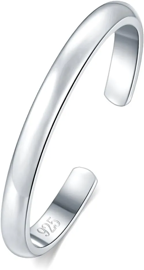 BORUO Toe Rings - Sterling Silver Band Ring - Stylish Toe Rings For Women - Sterling Silver Rings for Gifting - Chic 925 Sterling Silver Rings - Toe Rings For Women With Gift Bag, 2 mm, 3mm, 4mm