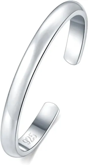 BORUO Toe Rings - Sterling Silver Band Ring - Stylish Toe Rings For Women - Sterling Silver Rings for Gifting - Chic 925 Sterling Silver Rings - Toe Rings For Women With Gift Bag, 2 mm, 3mm, 4mm