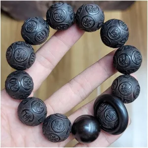 Bracelets Natural Black Beads Prayer Bracelet Beaded Men's Bracelet Beads Strand Bracelets (Color : 2CM)