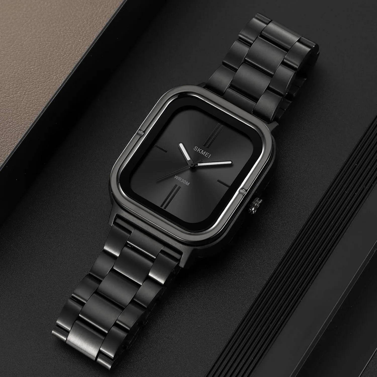 Business Square Men's Watches Easy to Read Fashion Quartz Watch for Men Dress Watch Simple Dial Stainless Steel Casual Waterproof Men Wristwatch Men's Gift