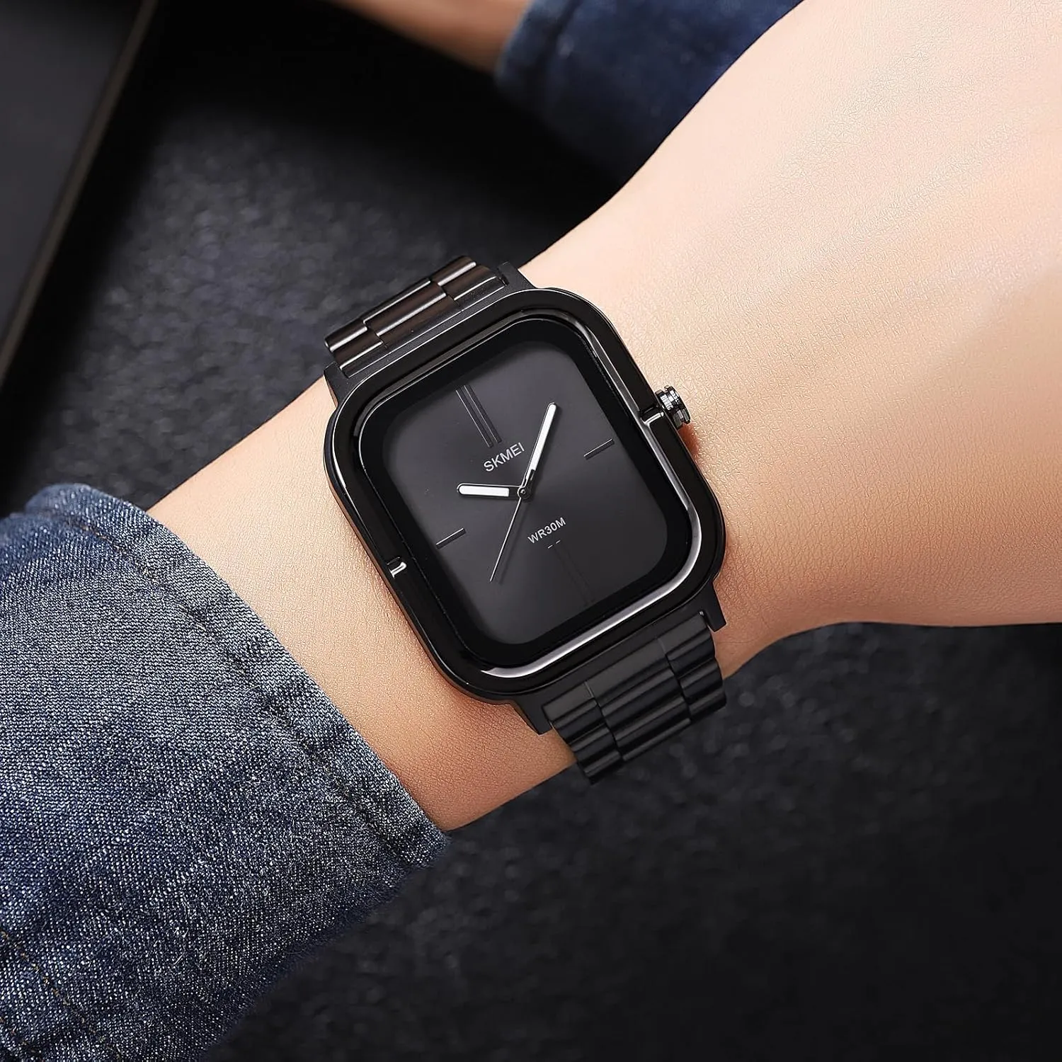 Business Square Men's Watches Easy to Read Fashion Quartz Watch for Men Dress Watch Simple Dial Stainless Steel Casual Waterproof Men Wristwatch Men's Gift