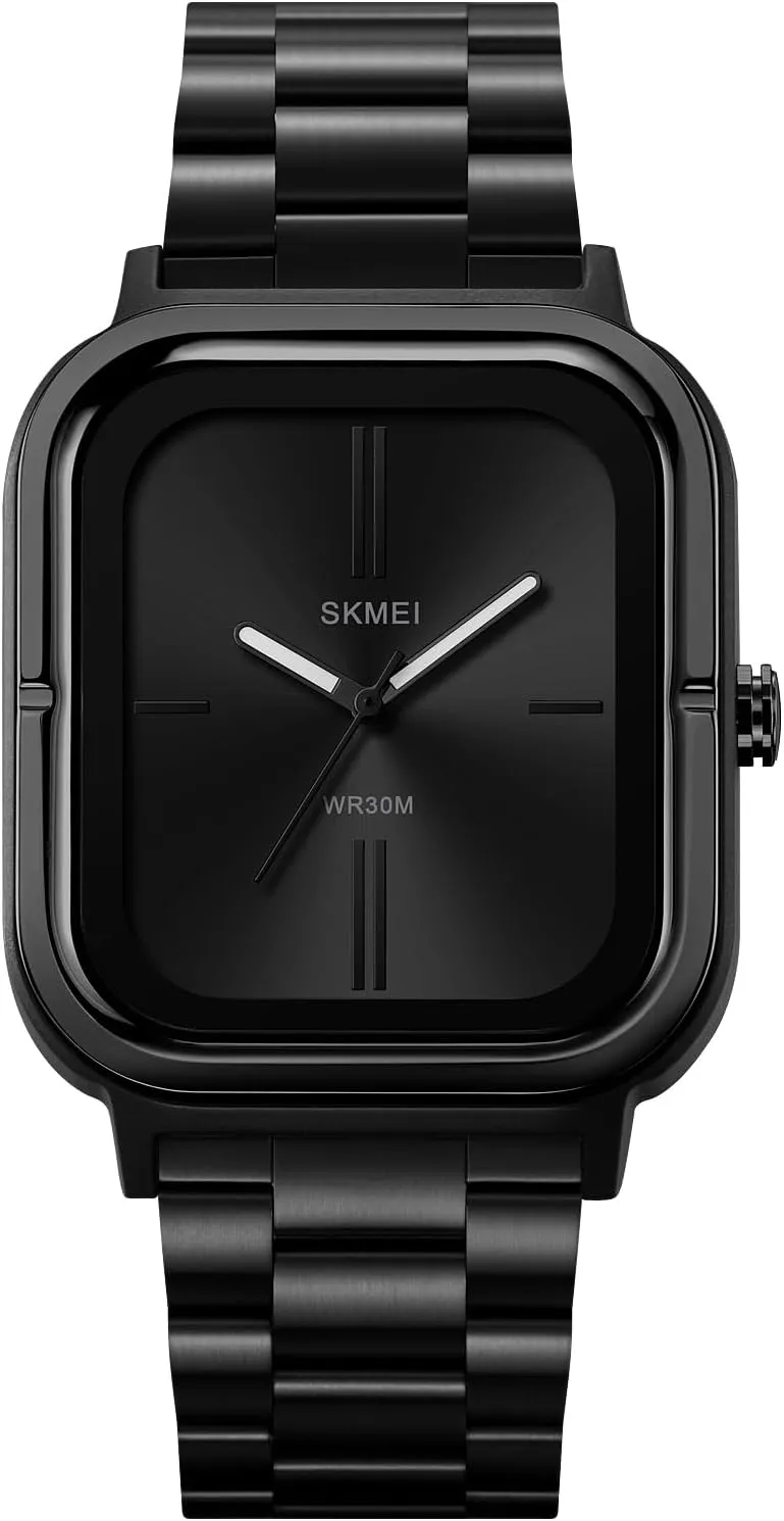 Business Square Men's Watches Easy to Read Fashion Quartz Watch for Men Dress Watch Simple Dial Stainless Steel Casual Waterproof Men Wristwatch Men's Gift