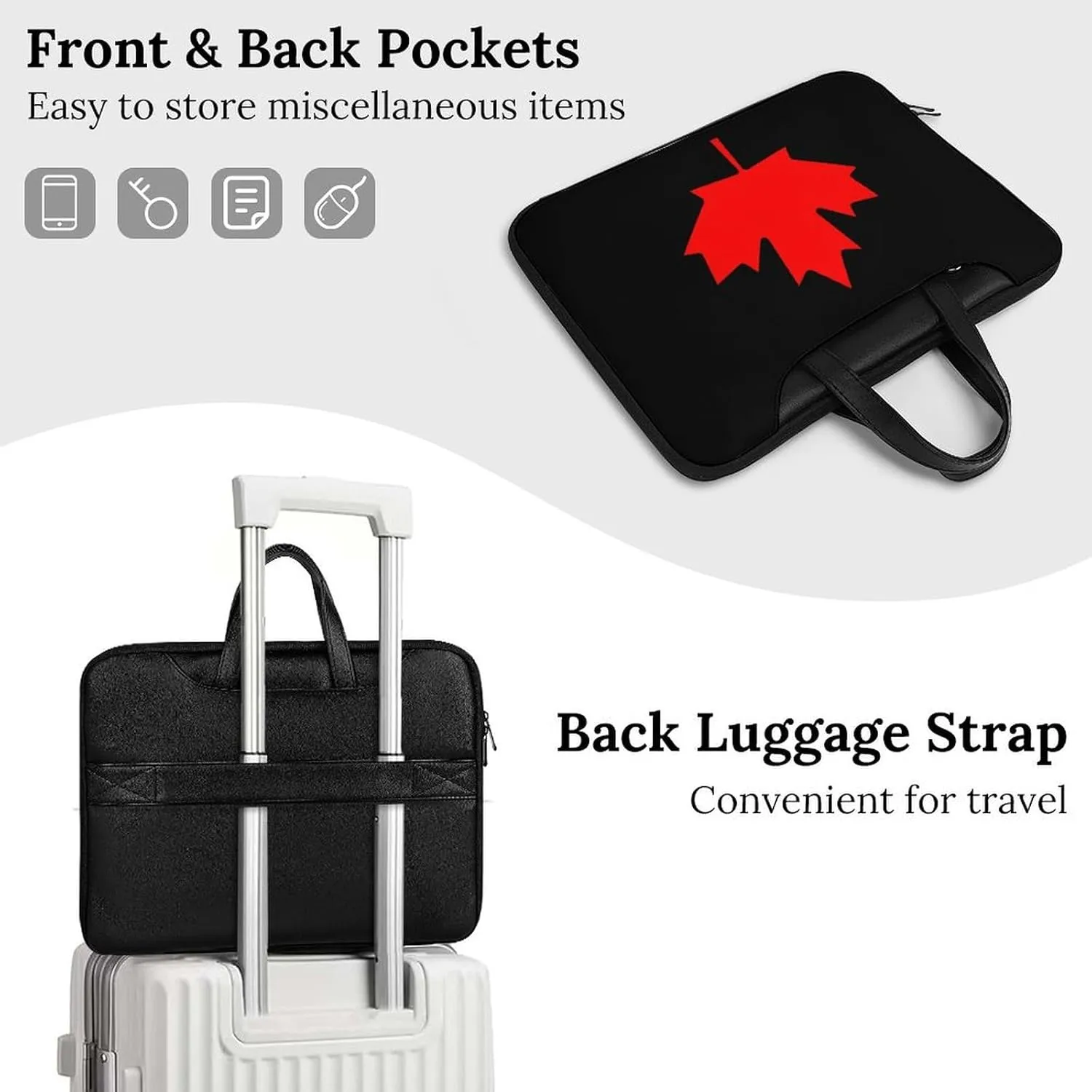 Canada Flag Leather Bag Laptop Case Slim Water Resistant Computer Bags with Handle Briefcase for Work