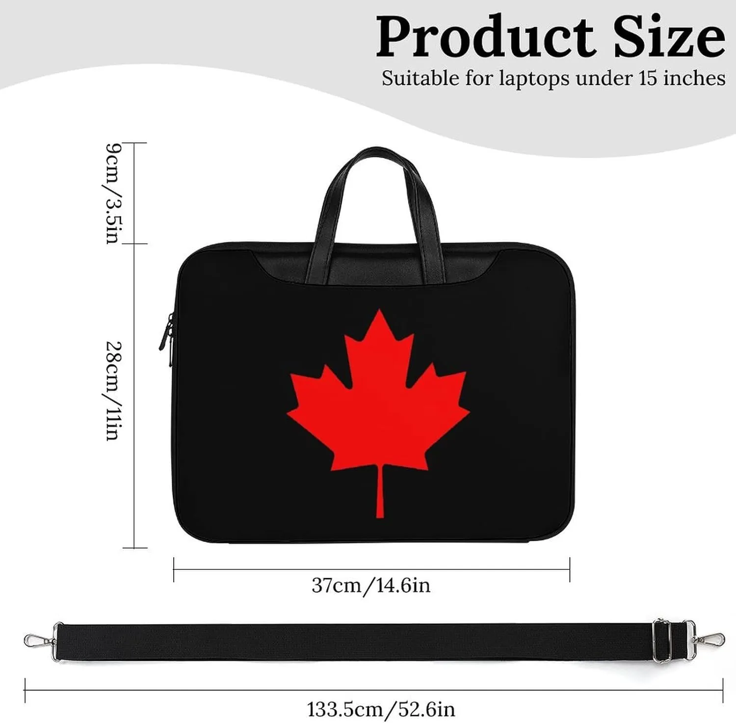 Canada Flag Leather Bag Laptop Case Slim Water Resistant Computer Bags with Handle Briefcase for Work