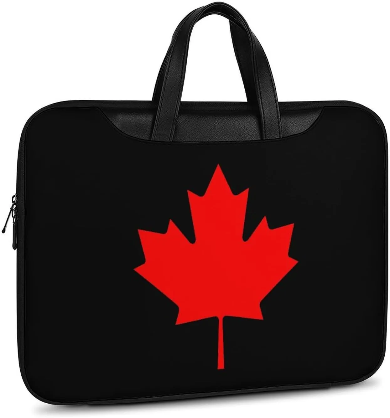 Canada Flag Leather Bag Laptop Case Slim Water Resistant Computer Bags with Handle Briefcase for Work