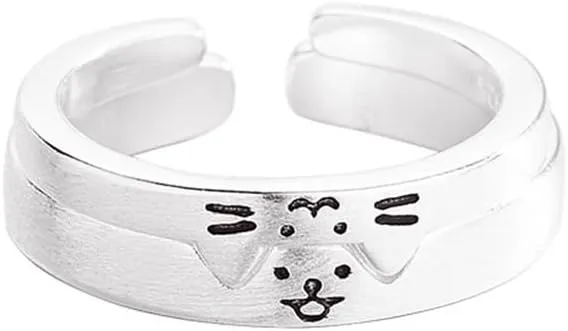 Cat Dog Couple Rings Kitty Puppy Promise Matching Rings