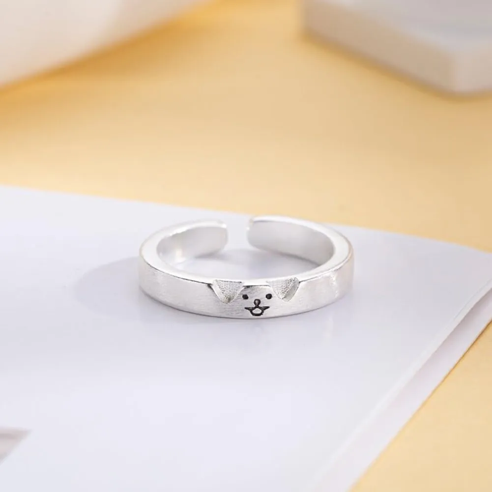Cat Dog Couple Rings Kitty Puppy Promise Matching Rings