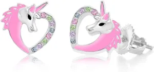 Chanteur Crystal Pink Enamel Crystal Unicorn Hearts Kids Baby Girl Tween