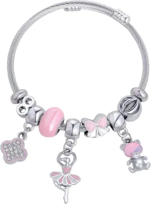 Charm Bracelets for Girls Cute Cartoon Friendship Bracelets Adjustable Bangle Gifts for Girls DIY Jewelry