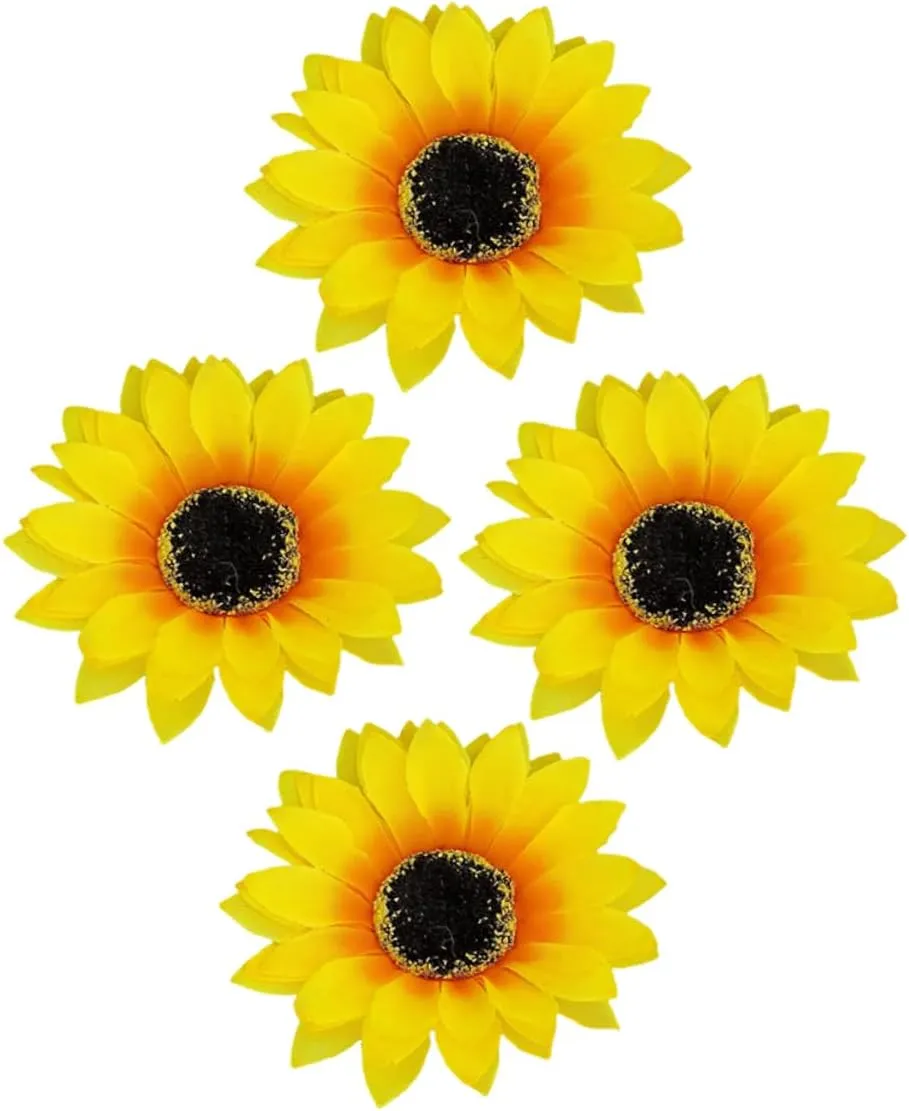 CHILDWEET 4pcs Faux Sunflower Hair Clips Vibrant Hawaiian Hair Accessories for Summer Outfits Beach Vacations Festive Parties Elegant Decorative Flower Hairpins for Women