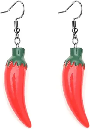 Chili Pepper Earrings for Women Red Chili Pepper Dangle Earrings Cute Fun Pepper Drop Earrings Vegetable Food Resin Dangle Drop Earrings Jewelry Accessory Gift