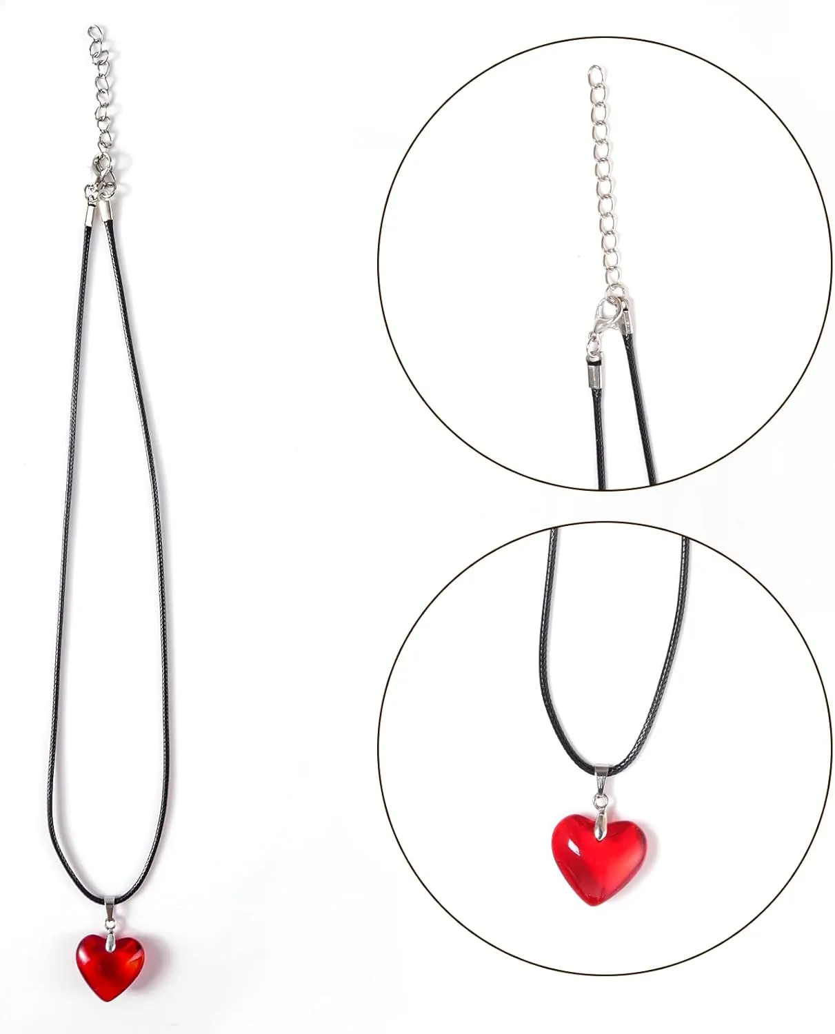 choyaxo Puffy Heart Choker Necklace Adjustable Trendy Jewelry for Women