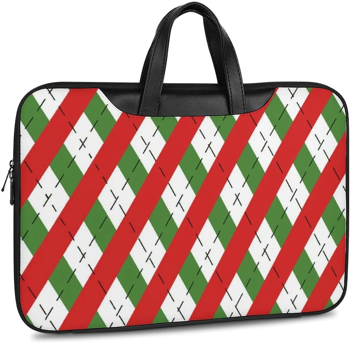 Christmas Checkered Leather Bag Laptop Case Slim Water Resistant Computer Bags with Handle Briefcase for Work