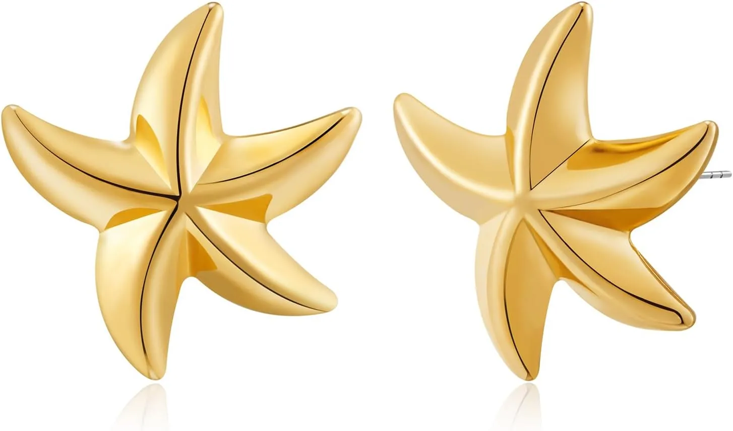 Chunky Gold Stud Earrings for Women Conch Seashell Starfish Earrings Boho Ocean Earrings Vintage Statement Geometric Earrings Summer Beach Jewelry