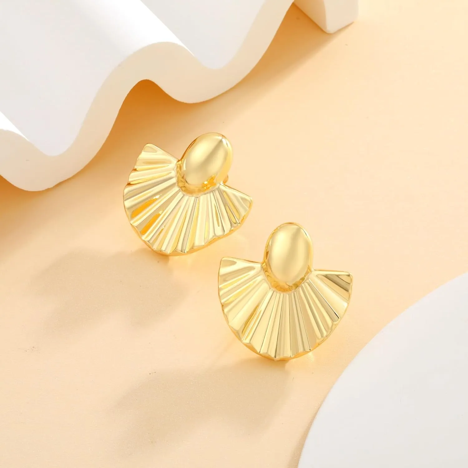 Chunky Gold/Silver Earrings for Women, Irregular Lightweight Statement Stud Earrings Vintage Jewelry Gifts for Women