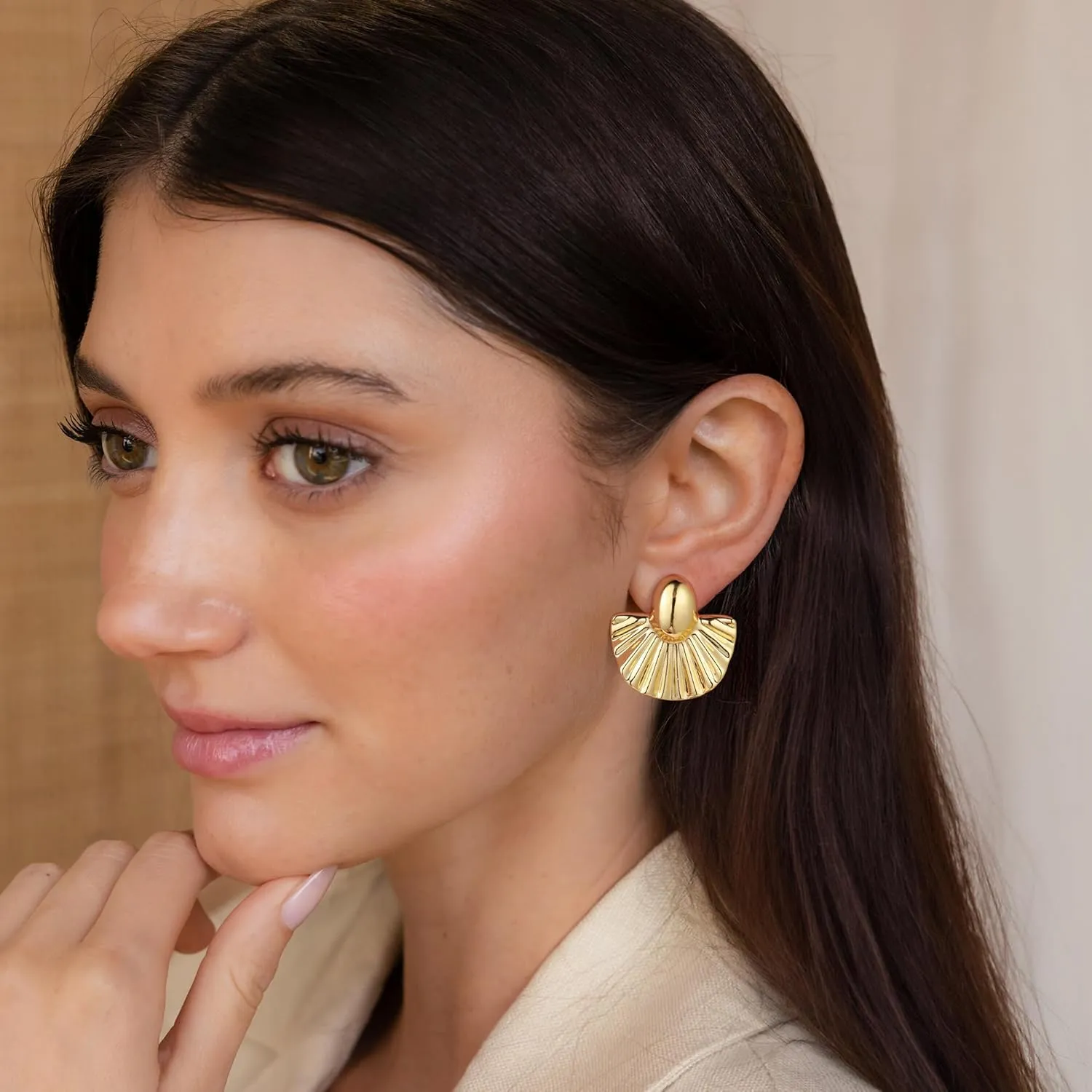 Chunky Gold/Silver Earrings for Women, Irregular Lightweight Statement Stud Earrings Vintage Jewelry Gifts for Women