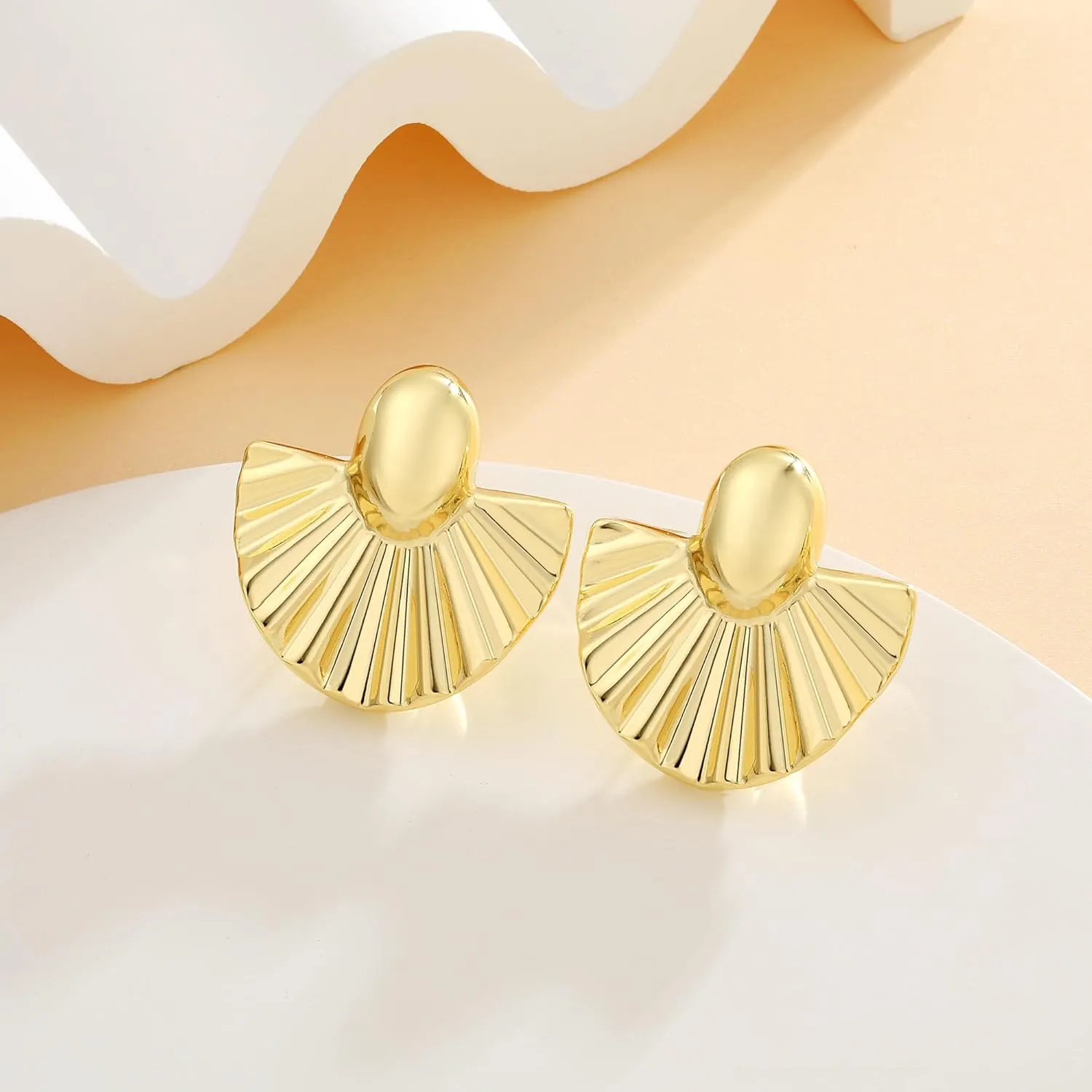 Chunky Gold/Silver Earrings for Women, Irregular Lightweight Statement Stud Earrings Vintage Jewelry Gifts for Women