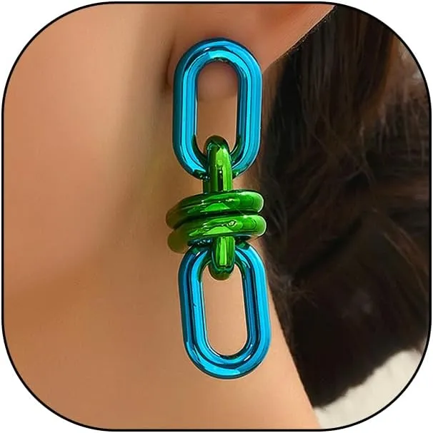 Chunky Link Drop Dangle Earrings for Women Lover,Colourful Paperclip Chain Dangling Earrings Acrylic Oval Geometry Earrings Jewelry Gifts