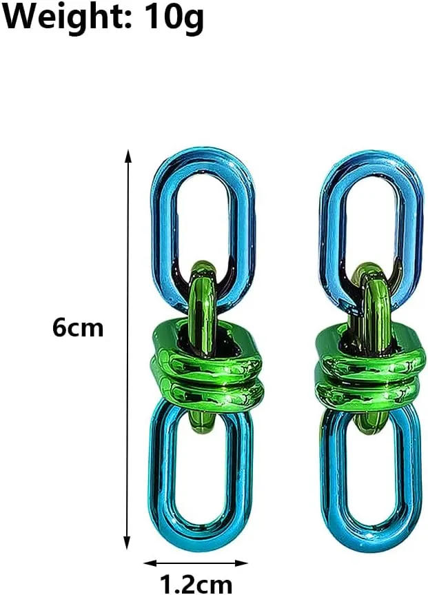 Chunky Link Drop Dangle Earrings for Women Lover,Colourful Paperclip Chain Dangling Earrings Acrylic Oval Geometry Earrings Jewelry Gifts