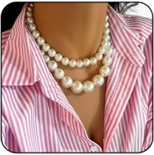 Chunky Pearl Necklaces White Big Beaded Necklace Pearls Statement Necklace Dainty Pearl Choker Necklaces Fashion Baroque Pearl Accessories Wedding Prom Jewelry for Women