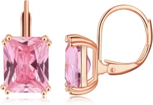 CiNily Emerald Cut Drop Dangle Earrings for Women 18K White Gold Plated Cubic Zirconia Simulated Diamond Dangle Earrings Jewelry Gifts for Weddings Birthday Party