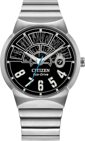 Citizen Men's Eco-Drive Star Wars, Millennium Falcon Black Dial, 3 Hand Silver-Tone Stainless Steel Bracelete Watch (BM7581-59W)