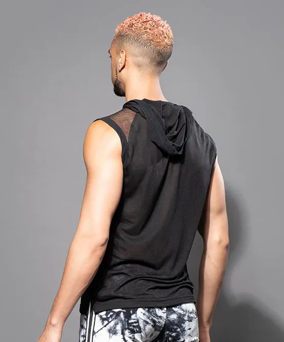 City Mesh Burnout Sleeveless Hoodie