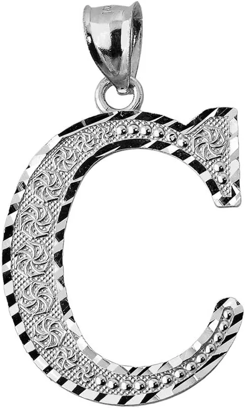 Claddagh Gold .925 Sterling Silver Initial Letters A-Z Charm Pendant Available in Small, Medium and Large