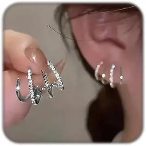 Claw Earrings for Women Gold Silver Cuff Earrings Minimalist Huggie Ear Wrap Piercing Stud Earrings