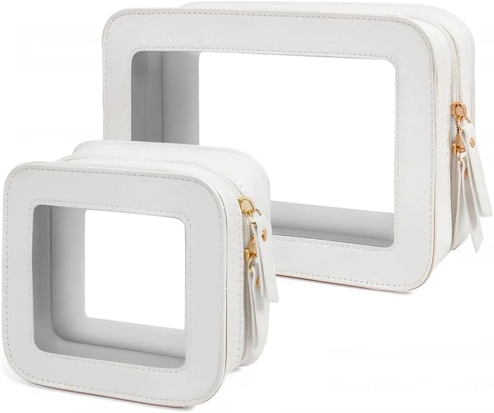 Clear Makeup Bag Set for Women, Travel Makeup Pouch Portable Waterproof Cosmetic Bags with Zipper Clear Toiletry Bag for Traveling Small Make up Pouch for Purse Mini Cosmetic Case Car Organizer Bag 