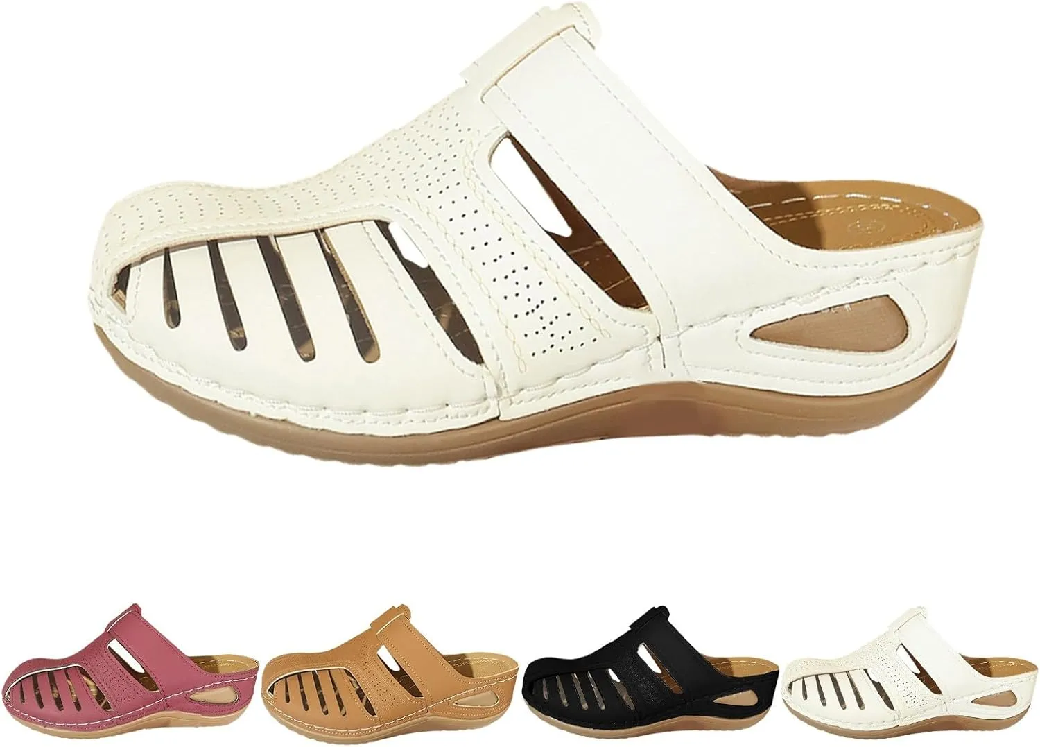 Closed Toe Sandals for Women 2025,Orthopedic Sandals Breathable Slip On Slippers Arch Support Outdoor Beach Shoes