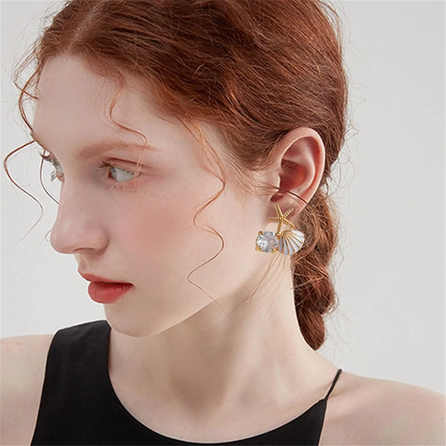 coadipress 3 Pairs Starfish Pearl Stud Earrings for Women Cute Small Ocean Starfish Stud Earrings Rhinestone Shell Starfishs Star Earrings Summer Ocean Beach Theme Jewelry Gifts