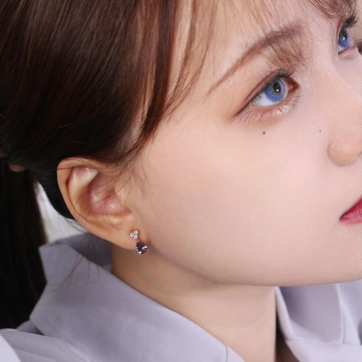 Color Change Alexandrite Earrings 925 Sterling Silver June Birthstone Round Cut Oval Cut Halo Hypoallergenic Drop Dangle Stud Simulated Created Alexandrite Earrings for Women