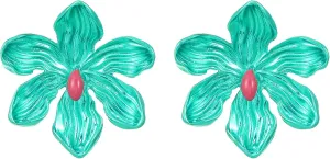 Colorful Flower Earrings,Vintage Exaggerated Flower Stud Earrings Chunky Floral Earrings Flower Statement Earrings Jewelry for Women
