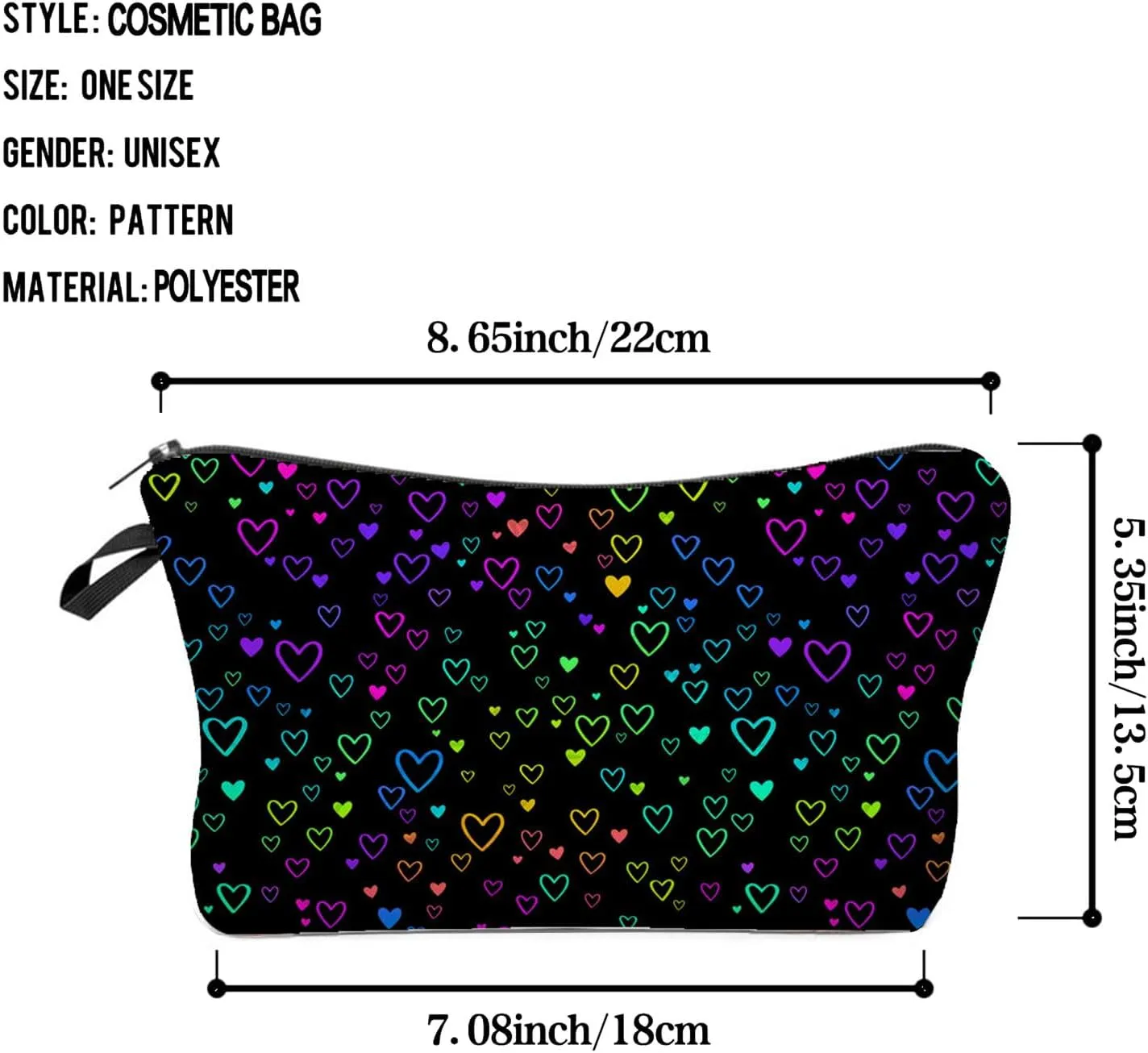 Colorful Heart Makeup Bag Cute Small Makeup Organizer Bag Travel Toiletry Zipper Pouch Birthday Christmas Valentine Gift Heart Cosmetic Bag for Women Friends