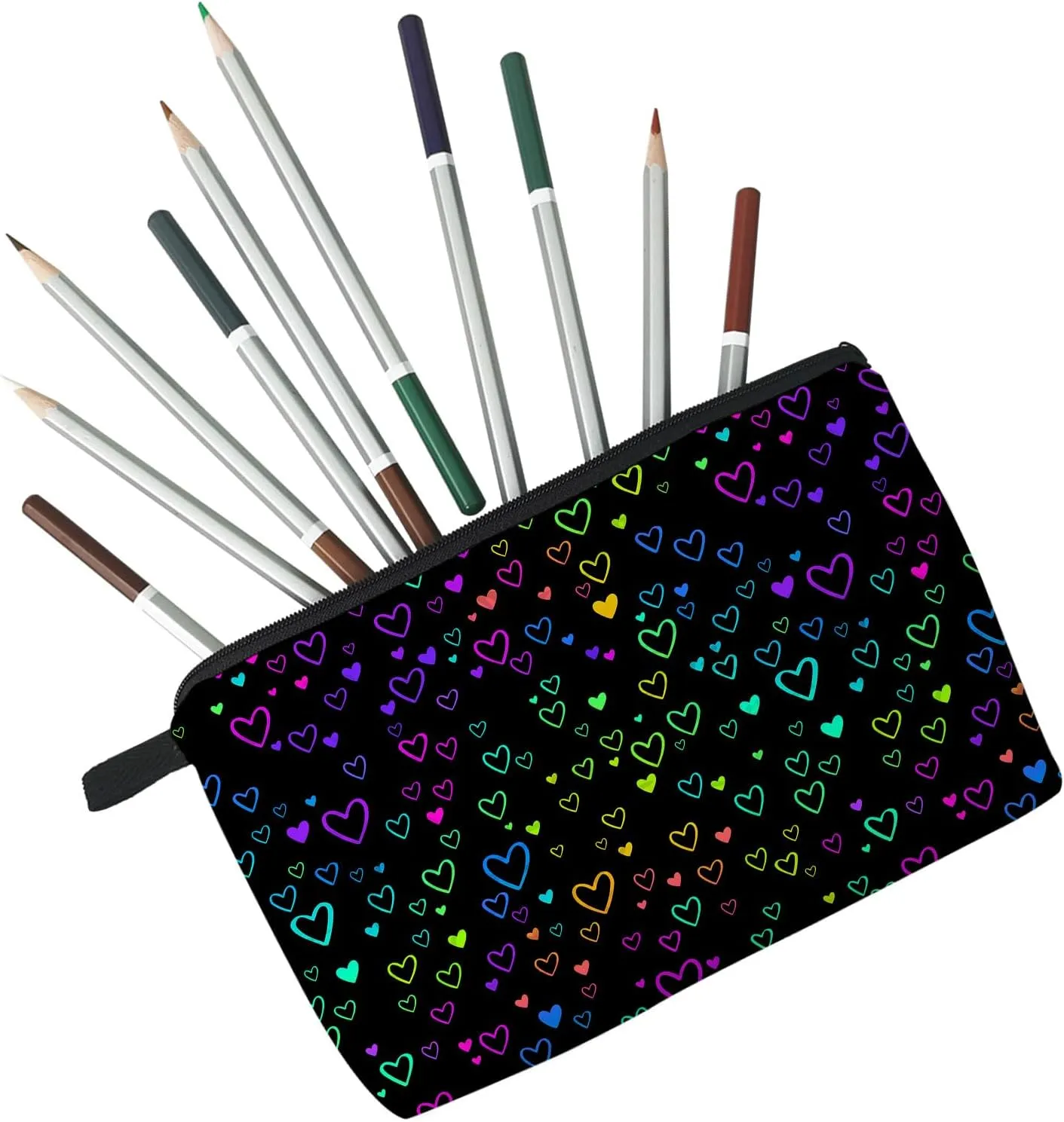 Colorful Heart Makeup Bag Cute Small Makeup Organizer Bag Travel Toiletry Zipper Pouch Birthday Christmas Valentine Gift Heart Cosmetic Bag for Women Friends