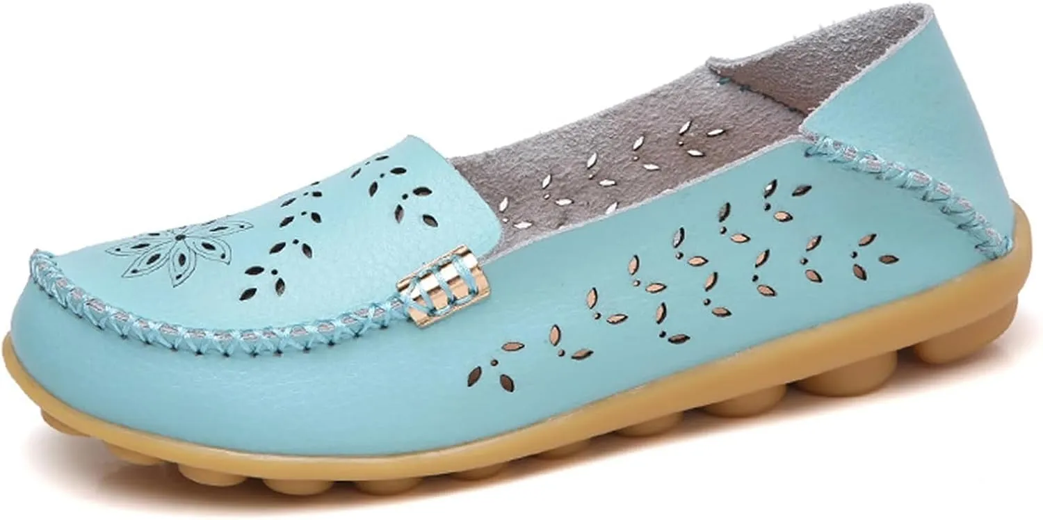 Comfort Loafers for Women Shoes Comfortable Casual Walking Boat Shoes Round Toe Non Slip Sandals Comfort Soft Sole Office Flat Loafer Cute Leather Walking Shoe