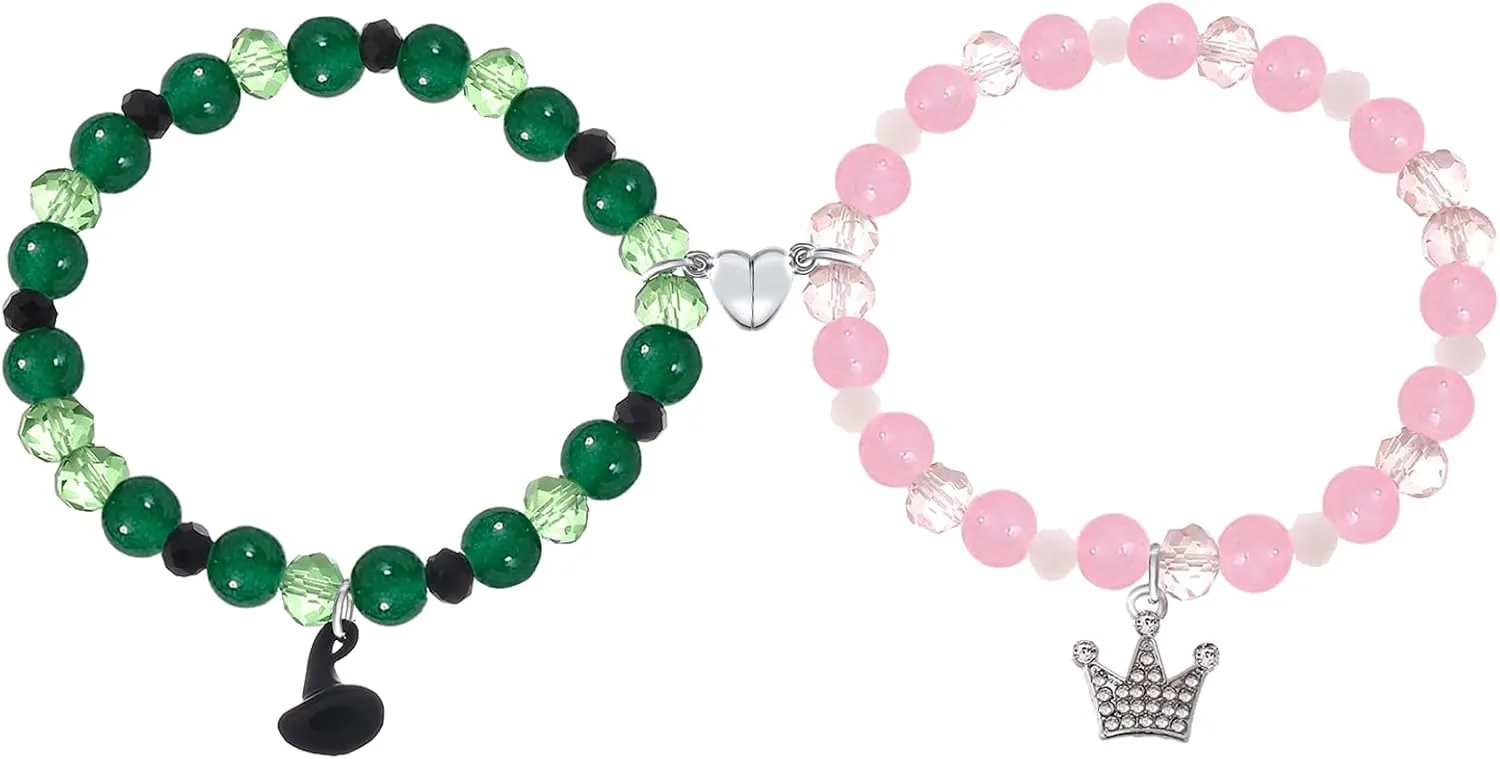 Cooluckday Matching Bracelets for Couples Best Friend Movie Inspiration Matching Crown Witch Hat Heart Charm Bracelets for Women Friendship Bracelets Gifts for Sister Long Distance Gift