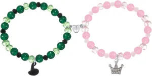 Cooluckday Matching Bracelets for Couples Best Friend Movie Inspiration Matching Crown Witch Hat Heart Charm Bracelets for Women Friendship Bracelets Gifts for Sister Long Distance Gift