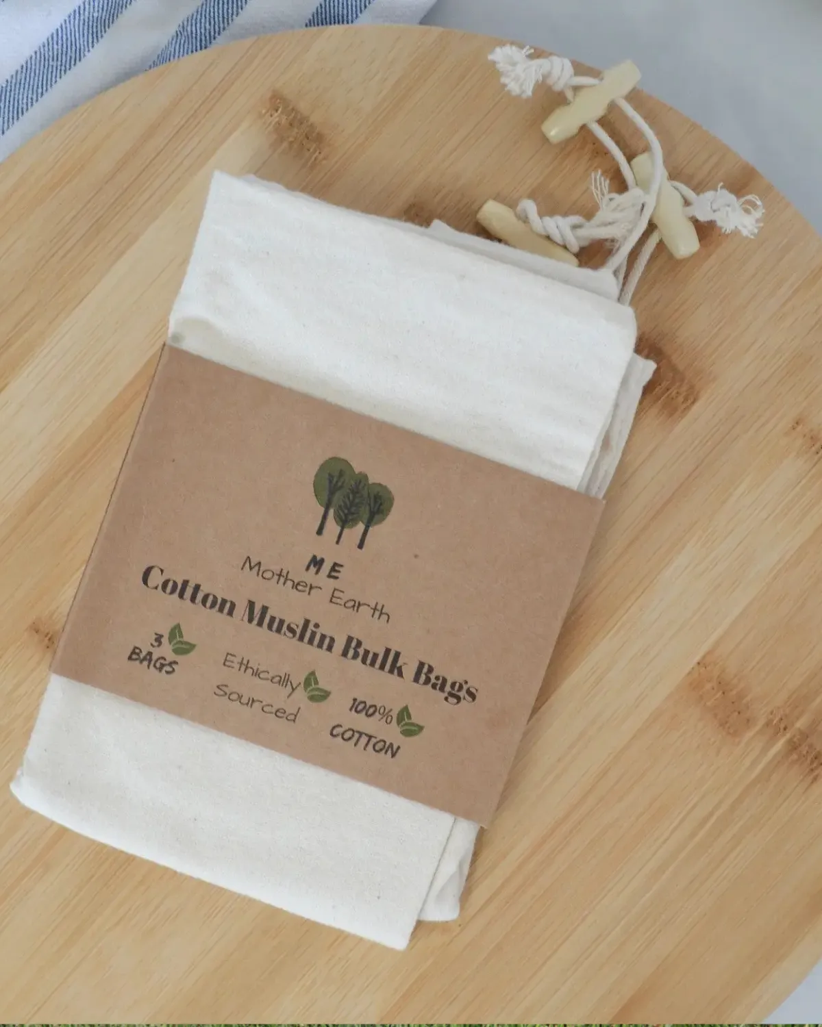 Cotton Muslin Bulk Shopping Bags 3-Pack