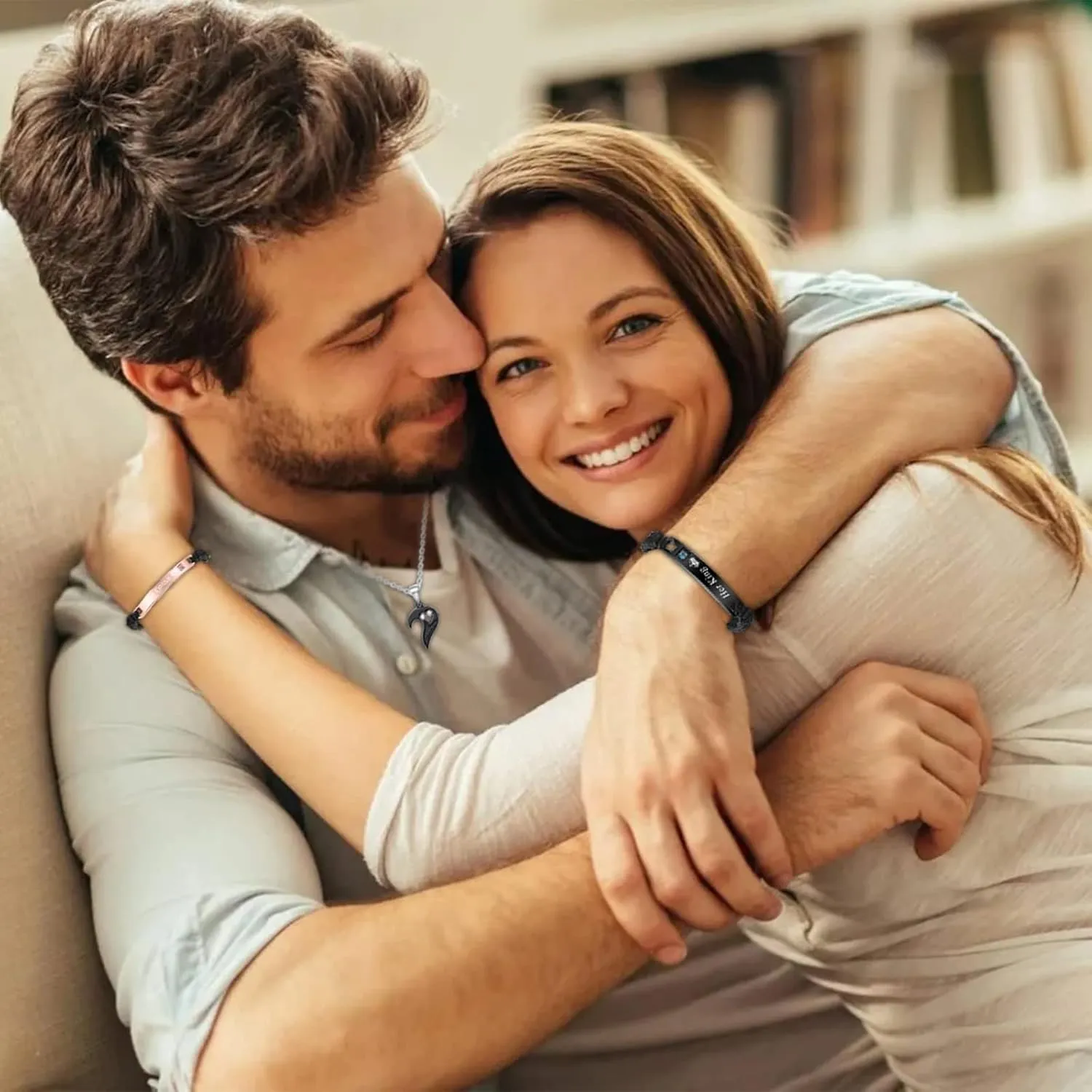 Couple Bracelet Long Distance Pulseras Para Mujer Matching Heart Couples Bracelets Necklaces Set for Bf Gf Couples Jewelry Set Couples Gifts for Him Her Wedding Gifts for Couples 2024