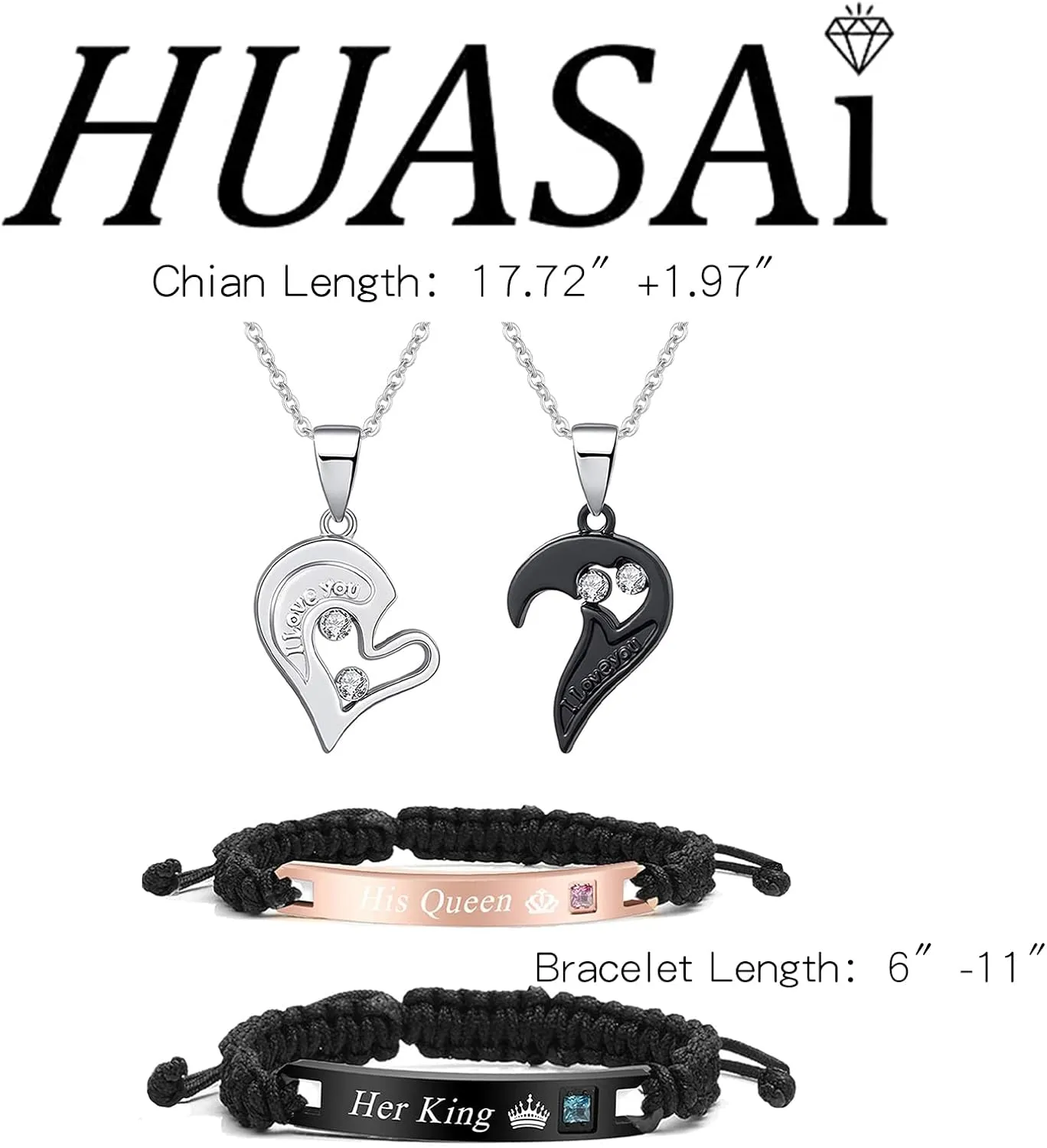 Couple Bracelet Long Distance Pulseras Para Mujer Matching Heart Couples Bracelets Necklaces Set for Bf Gf Couples Jewelry Set Couples Gifts for Him Her Wedding Gifts for Couples 2024